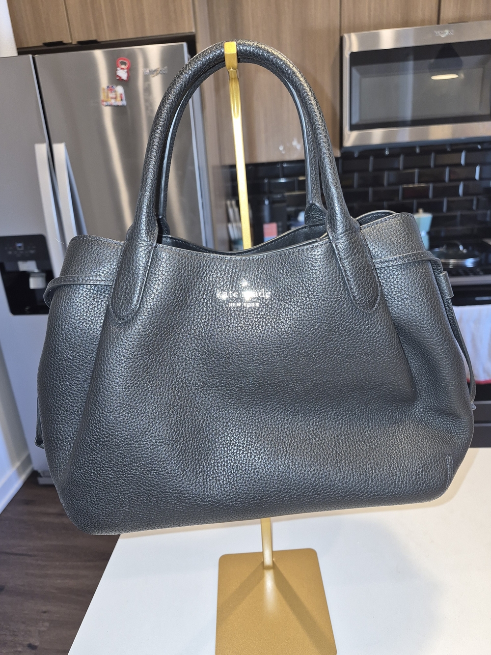 Kate Spade Dumpling Large Satchel Shoulder Hobo Bag Tote Leather In Gold Black